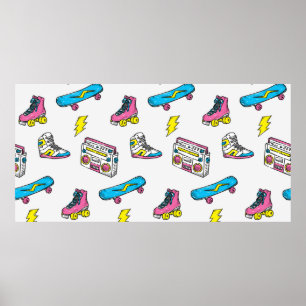 Vintage theme background with sneakers radio skate poster