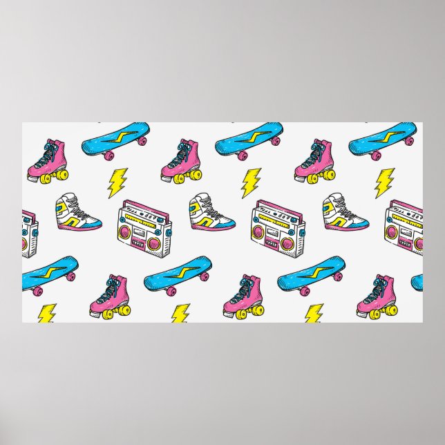 Vintage theme background with sneakers radio skate poster (Front)