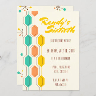 Vintage theme Mid Century, Birthday  Invitation
