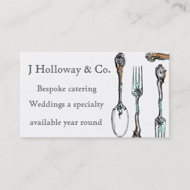 Vintage themed catering business card (Front)
