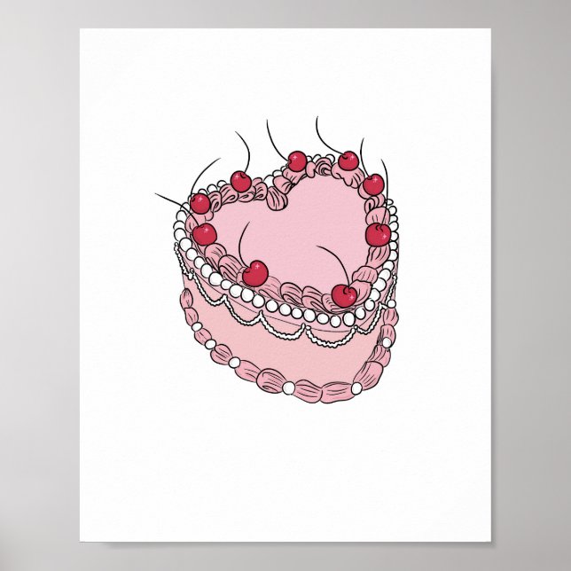 Vintage themed heart cake poster (Front)