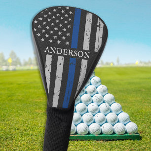 Vintage Thin Blue Line Personalised Police Golf Head Cover