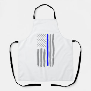 Vintage Thin Blue Line Shirt Police Support USA Fl Apron