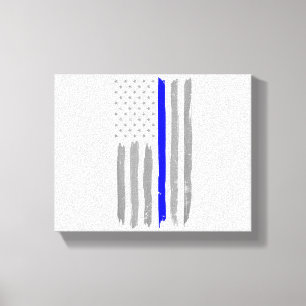 Vintage Thin Blue Line Shirt Police Support USA Fl Canvas Print