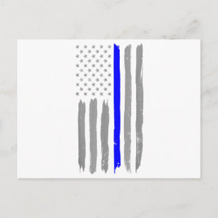 Vintage Thin Blue Line Shirt Police Support USA Fl Holiday Postcard