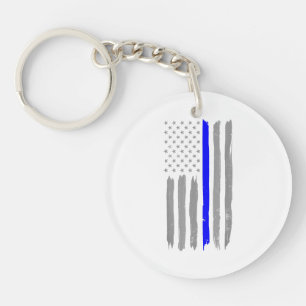Vintage Thin Blue Line Shirt Police Support USA Fl Key Ring