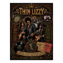 Vintage Thin Lizzy Band Tribute Wall Art Poster