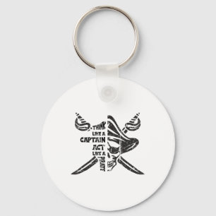 Vintage Think Like A Captain Act Like A Pirate _1 Key Ring