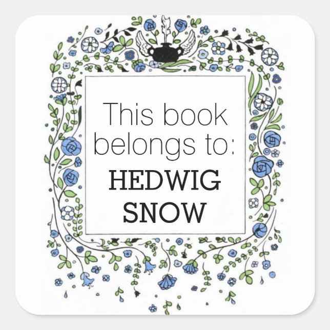 Vintage This Book Belongs to Bookplate Square Sticker (Front)