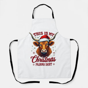 Vintage This Is My Christmas Pajama Shirt Highland Apron