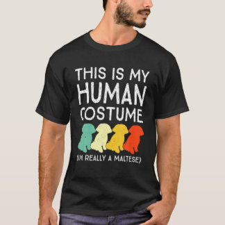 Vintage This Is My Human Costume Maltese Dog Lover T-Shirt