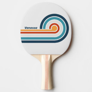 Vintage Thistle Curl Stripes with Name Ping Pong Paddle