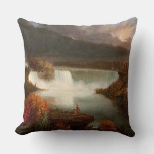 Vintage Thomas Cole Distant View of Niagara Falls Cushion