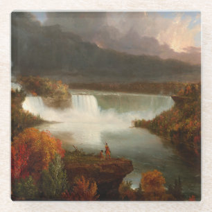 Vintage Thomas Cole Distant View of Niagara Falls Glass Coaster