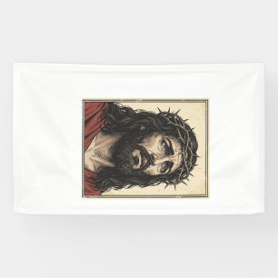Vintage Thorn Crown Religious Portrait Vector Art_ Banner
