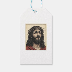Vintage Thorn Crown Religious Portrait Vector Art_ Gift Tags