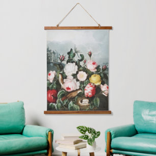 Vintage Thornton Roses Bird Nest Art Hanging Tapestry