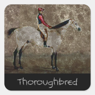 Vintage Thoroughbred Race Horse Square Sticker