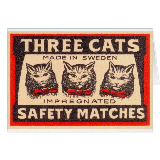 Vintage Three Cats Safety Matches (Front Horizontal)