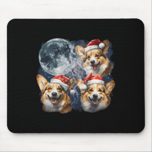 Vintage Three Christmas Corgis Dog Santa Howling A Mouse Pad