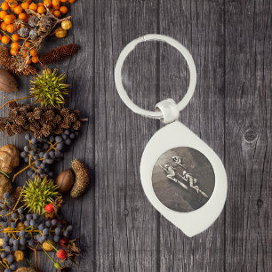 Vintage Three Halloween Witches Flying Brooms Key Ring