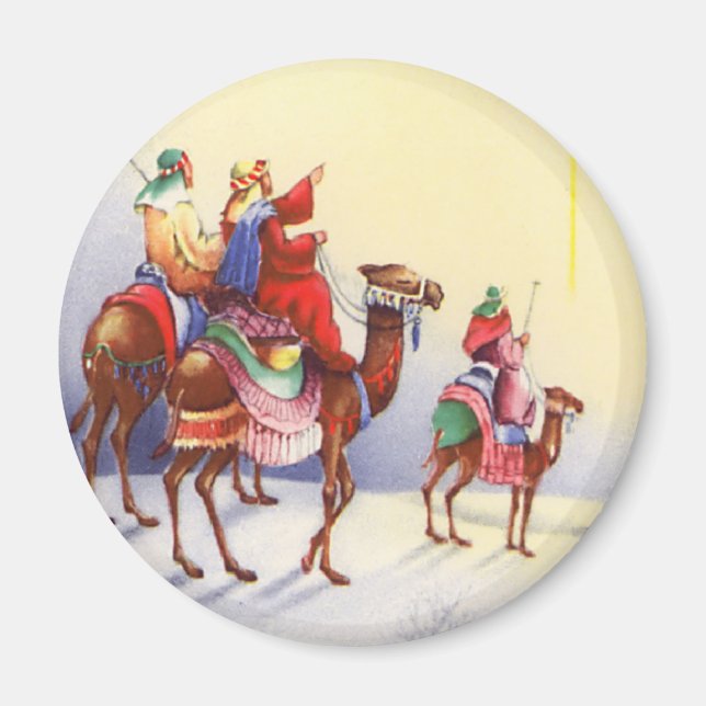 Vintage Three Wise Men Round Magnet (Front)
