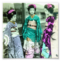 Vintage Three Young Geisha in Old Japan