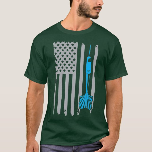 Vintage Throwing Dart American Flag Graphic Tee (Front)