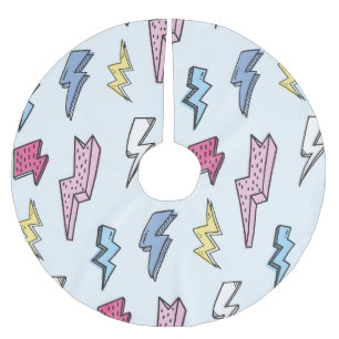 Vintage Thunder Seamless Illustration Brushed Polyester Tree Skirt