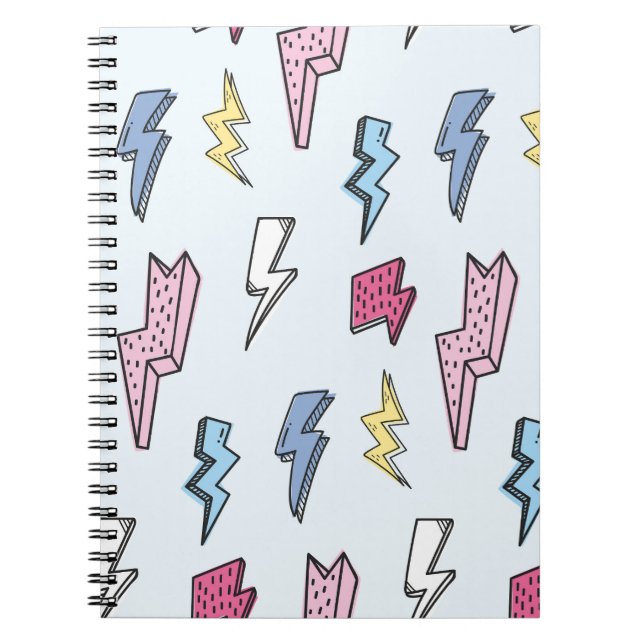 Vintage Thunder Seamless Illustration Notebook (Front)