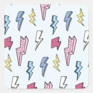 Vintage Thunder Seamless Illustration Square Sticker