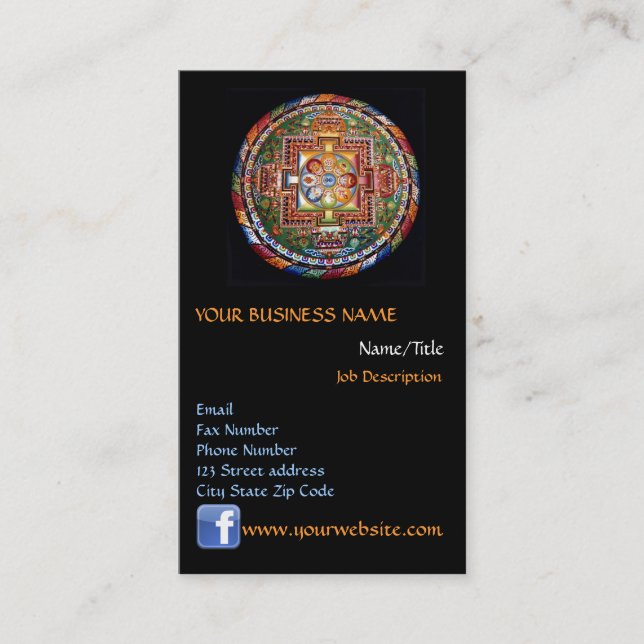 Vintage Tibetan Tantric Buddhism Mandala Business Card (Front)