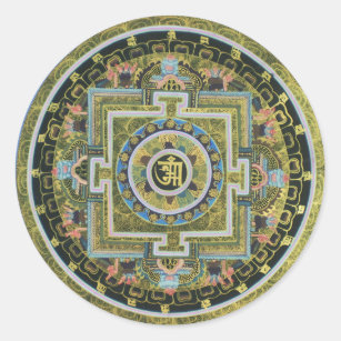 Vintage Tibetan Tantric Buddhism Mandala Thangka Classic Round Sticker