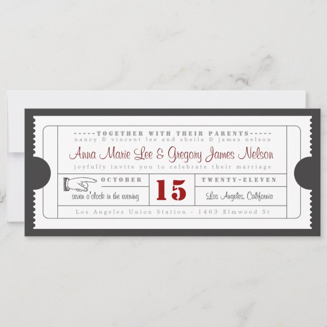 Vintage Ticket Invitation (Front)
