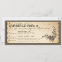 vintage ticket typographic anniversary invitations