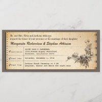 vintage ticket unique wedding invitations