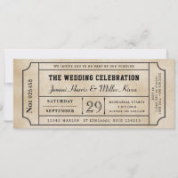 Vintage Ticket Wedding Invitation