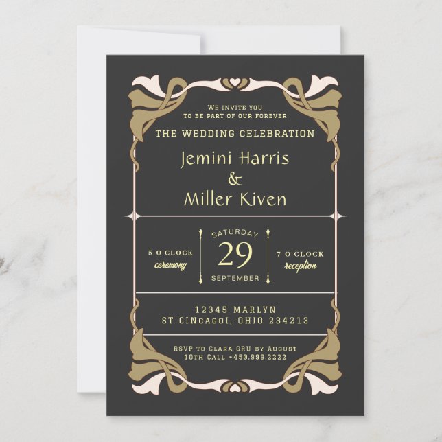 Vintage Ticket Wedding Invitation (Front)