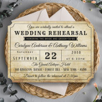 Vintage Ticket Wedding Rehearsal Dinner