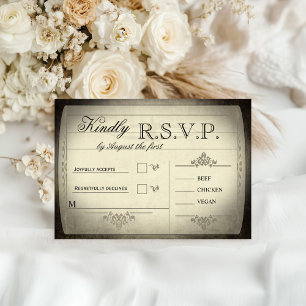 Vintage Ticket Wedding RSVP Card