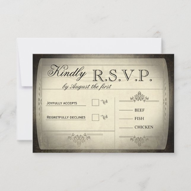 Vintage Ticket Wedding RSVP Card (Front)