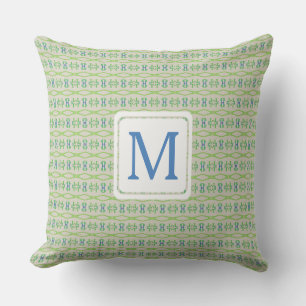 Vintage Ticking Pation Pillow with initial