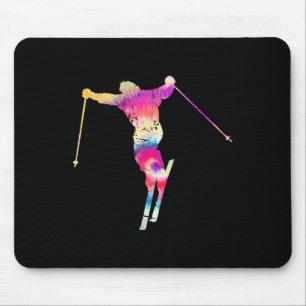 Vintage Tie Dye Snow Ski Lover Graphic Art Print S Mouse Pad