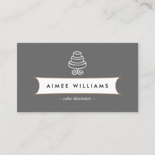 Vintage Tiered Cake Logo on Grey Business Card