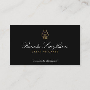 Vintage Tiered Cake Logo with Elegant Type Black Business Card