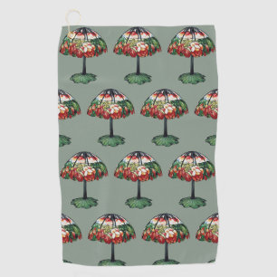 Vintage Tiffany Art Nouveau Red Lotus Floral Golf Towel