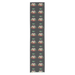 Vintage Tiffany Art Nouveau Red Lotus Floral Short Table Runner
