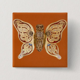 Vintage Tiffany Gold Butterfly Victorian Art 15 Cm Square Badge