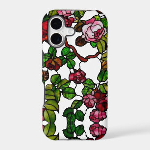 Vintage Tiffany Stained Glass Pink and red Roses