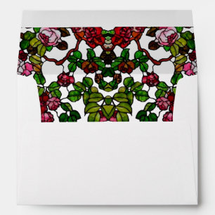 Vintage Tiffany Stained Glass Pink and red Roses Envelope